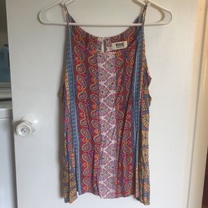 Colorful paisley and striped print tank top